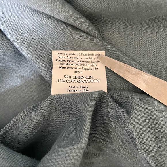 Grae Cove Women’s Small Linen Blend Woven Midi Dress Button Down Peasant Prairie - Picture 8 of 13